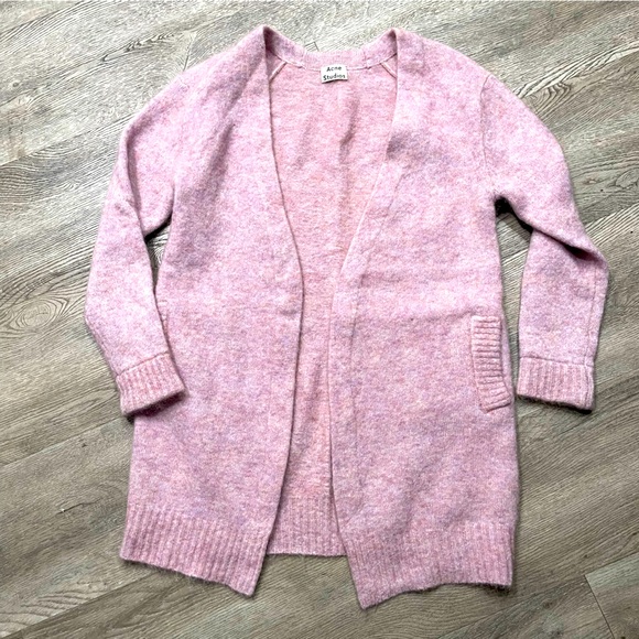 Acne Studios Raya Wool Mohair Oversize Long Cardigan Open Front Pockets Sz S - Picture 5 of 12